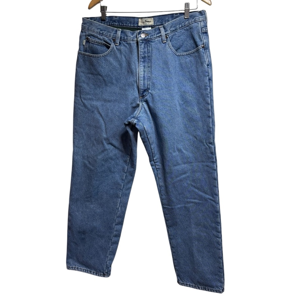 LL Bean Classic Fit Fleece Lined Jeans Mens Medium Wash Blue Denim Pants #BN
